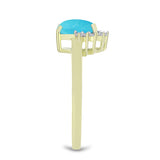 Inel din Argint 925 Placat cu Aur ( 2.28 grame ) cu Turcoaz ”Frumoasa Adormită” și Topaz Alb 0.98 Carate