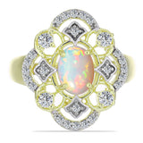Inel din Argint 925 Placat cu Aur ( 4.34 grame ) cu Opal Etiopian Lega Dembi și Topaz Alb 1.44 Carate