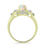 Inel din Argint 925 Placat cu Aur ( 4.34 grame ) cu Opal Etiopian Lega Dembi și Topaz Alb 1.44 Carate