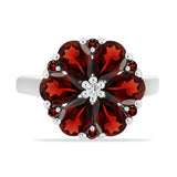 Inel din Argint 925 ( 3.86 grame ) cu Granat Barton și Topaz Alb 5 Carate