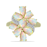 Inel din Argint 925 Placat cu Aur ( 4.86 grame ) cu Opal Etiopian Lega Dembi și Topaz Alb 2.61 Carate