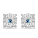 Cercei din Argint 925 ( 1.14 grame ) cu Diamant Albastru 0.02 Carate