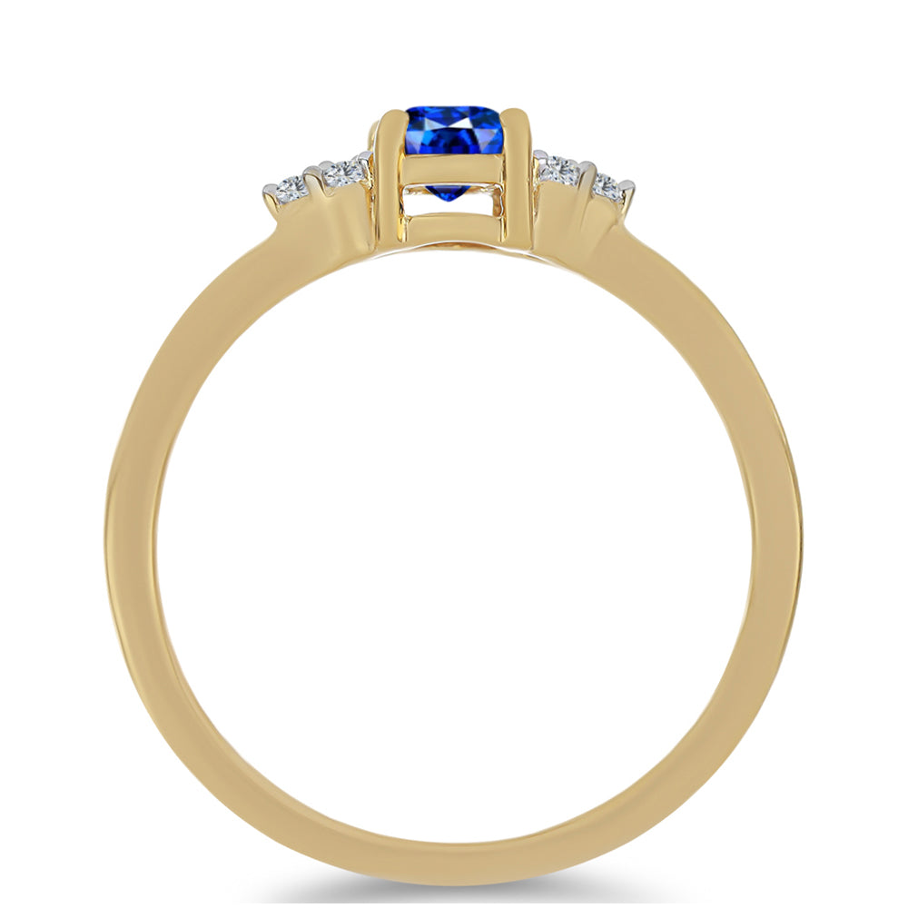 Inel din Argint 925 Placat cu Aur ( 1.78 grame ) cu Safir Albastru Australian și Topaz Alb 0.71 Carate