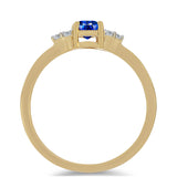 Inel din Argint 925 Placat cu Aur ( 1.78 grame ) cu Safir Albastru Australian și Topaz Alb 0.71 Carate
