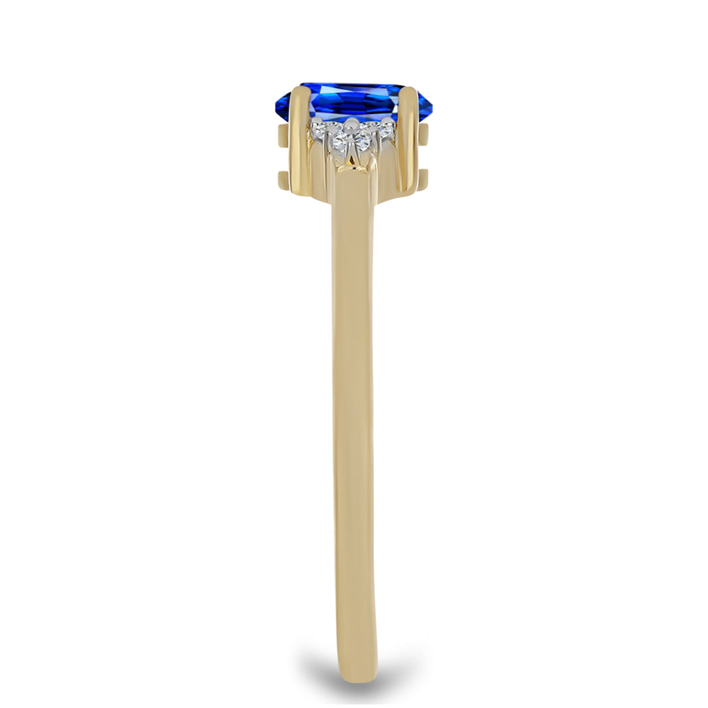 Inel din Argint 925 Placat cu Aur ( 1.78 grame ) cu Safir Albastru Australian și Topaz Alb 0.71 Carate