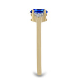 Inel din Argint 925 Placat cu Aur ( 1.78 grame ) cu Safir Albastru Australian și Topaz Alb 0.71 Carate