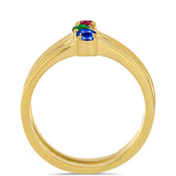 Set din Argint 925 Placat cu Aur ( 4.54 grame ) cu Rubin Sintetic și Smarald Sintetic 0.48 Carate ( Inel )