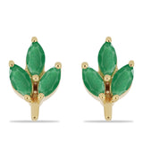 Cercei din Argint 925 Placat cu Aur ( 1.17 grame ) cu Smarald Brazilian 0.85 Carate