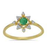 Inel din Argint 925 Placat cu Aur ( 1.72 grame ) cu Smarald Brazilian și Zircon Alb 0.42 Carate