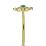 Inel din Argint 925 Placat cu Aur ( 1.72 grame ) cu Smarald Brazilian și Zircon Alb 0.42 Carate