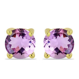 Cercei din Argint 925 Placat cu Aur ( 0.7 grame ) cu Ametist Rose de France 0.46 Carate