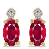 Cercei din Argint 925 Placat cu Aur ( 0.8 grame ) cu Rubin Malagasy și Zircon Alb 0.75 Carate