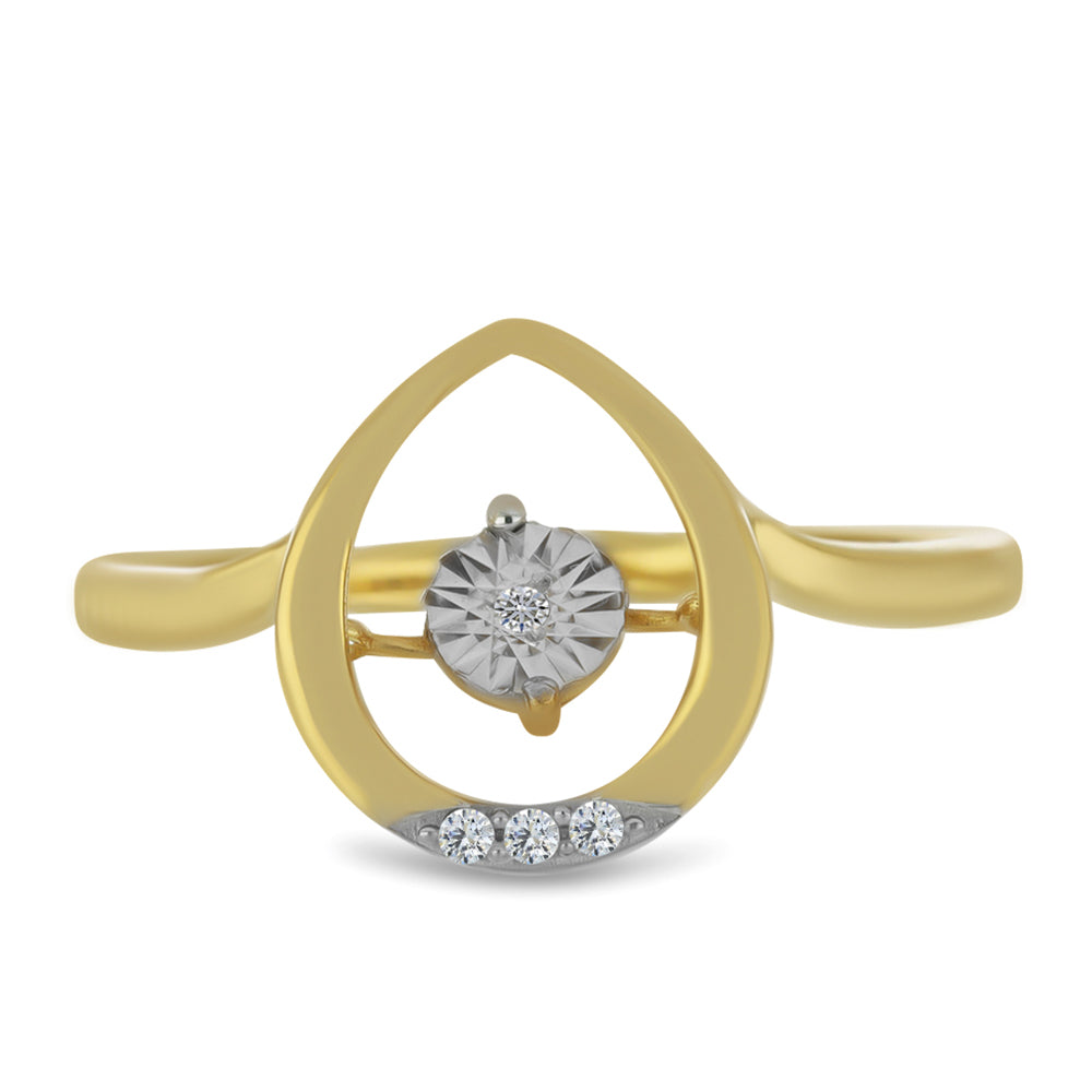 Inel din Argint 925 Placat cu Aur ( 2.56 grame ) cu Diamant Alb și Zircon Alb 0.05 Carate