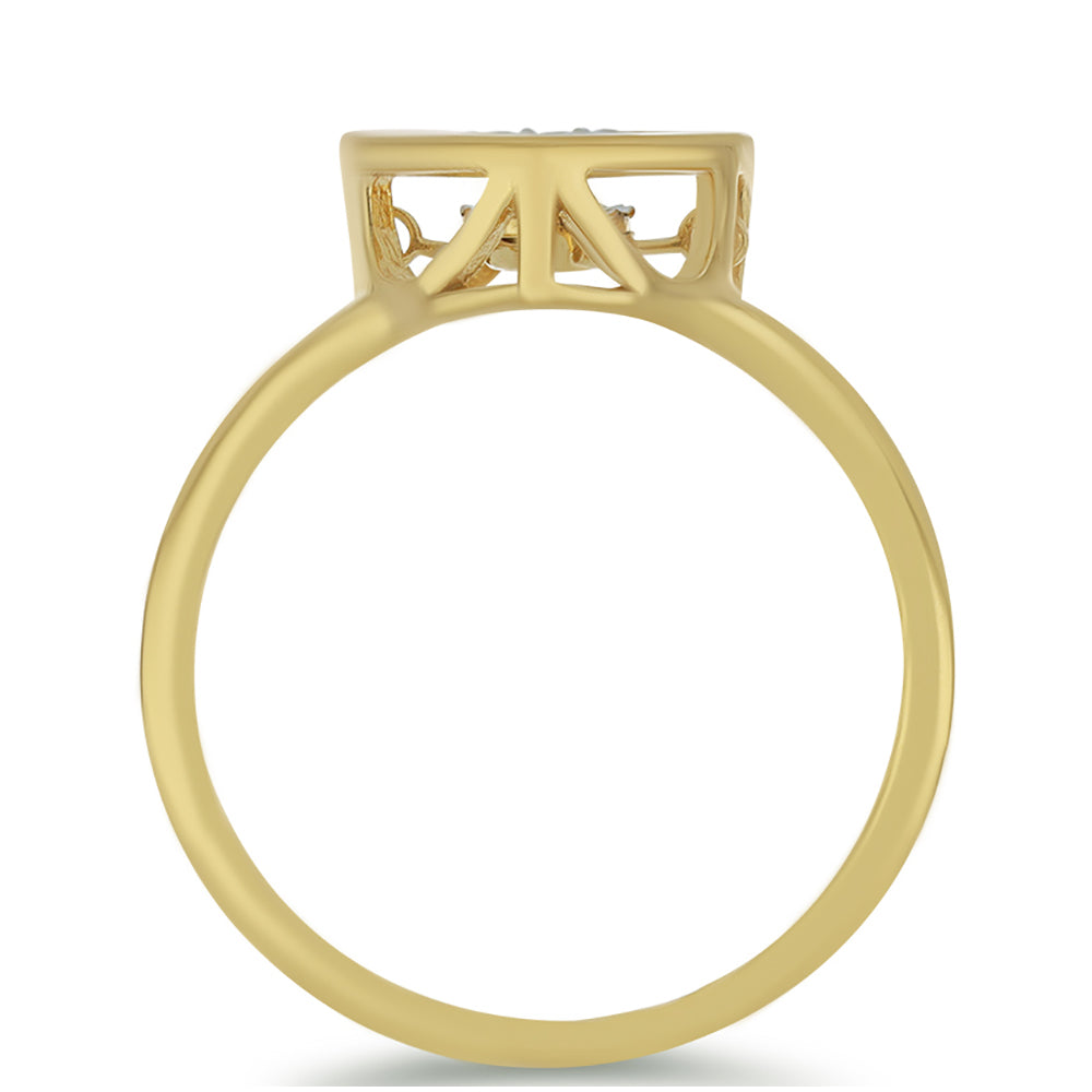 Inel din Argint 925 Placat cu Aur ( 2.56 grame ) cu Diamant Alb și Zircon Alb 0.05 Carate