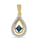 Pandantiv din Argint 925 Placat cu Aur ( 1.28 grame ) cu Diamant Albastru și Zircon Alb 0.36 Carate