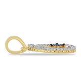 Pandantiv din Argint 925 Placat cu Aur ( 1.28 grame ) cu Diamant Albastru și Zircon Alb 0.36 Carate