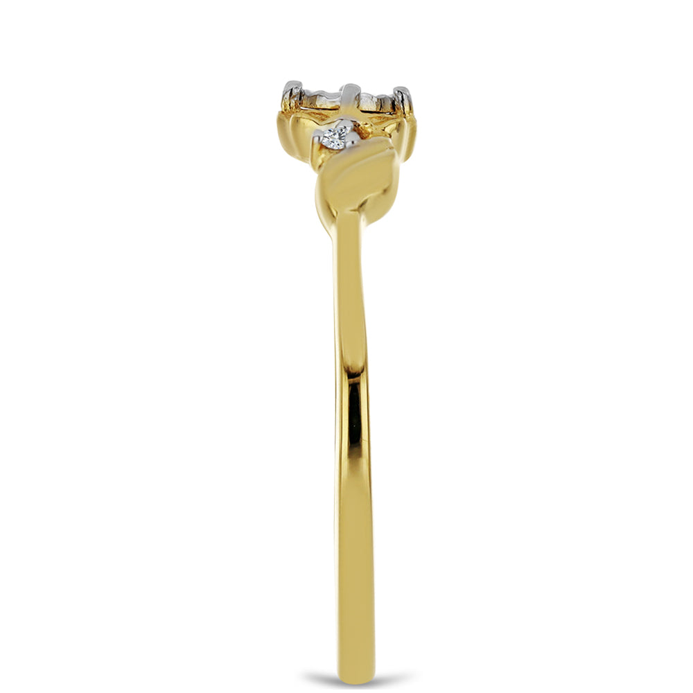 Inel din Argint 925 Placat cu Aur ( 1.52 grame ) cu Diamant Alb și Zircon Alb 0.04 Carate