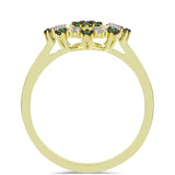 Inel din Argint 925 Placat cu Aur ( 2.27 grame ) cu Diamant Verde și Diamant Alb 0.26 Carate