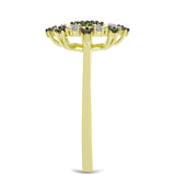 Inel din Argint 925 Placat cu Aur ( 2.27 grame ) cu Diamant Verde și Diamant Alb 0.26 Carate