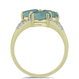 Inel din Argint 925 Placat cu Aur ( 2.36 grame ) cu Labradorit și Topaz Alb 2.7 Carate