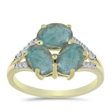Inel din Argint 925 Placat cu Aur ( 2.36 grame ) cu Labradorit și Topaz Alb 2.7 Carate