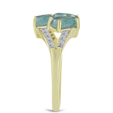 Inel din Argint 925 Placat cu Aur ( 2.36 grame ) cu Labradorit și Topaz Alb 2.7 Carate