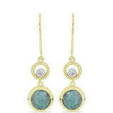 Cercei din Argint 925 Placat cu Aur ( 3.12 grame ) cu Labradorit și Topaz Alb 2.37 Carate