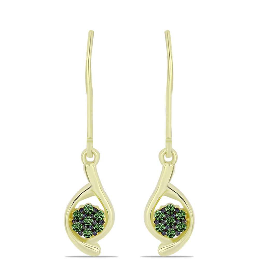 Cercei din Argint 925 Placat cu Aur ( 2.16 grame ) cu Diamant Verde 0.14 Carate