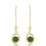 Cercei din Argint 925 Placat cu Aur ( 2.16 grame ) cu Diamant Verde 0.14 Carate
