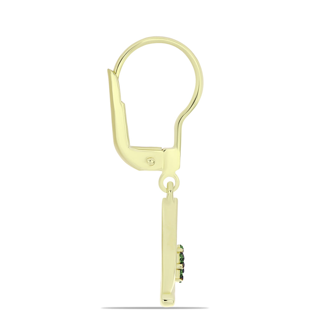 Cercei din Argint 925 Placat cu Aur ( 2.16 grame ) cu Diamant Verde 0.14 Carate