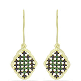 Cercei din Argint 925 Placat cu Aur ( 3.33 grame ) cu Diamant Verde 0.26 Carate