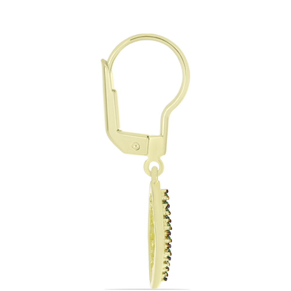 Cercei din Argint 925 Placat cu Aur ( 3.33 grame ) cu Diamant Verde 0.26 Carate