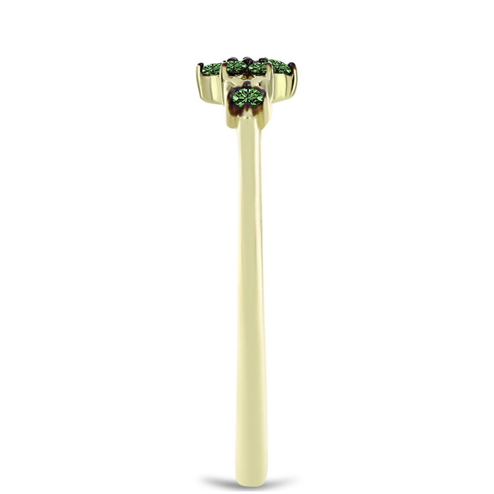 Inel din Argint 925 Placat cu Aur ( 1.26 grame ) cu Diamant Verde 0.1 Carate