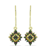 Cercei din Argint 925 Placat cu Aur ( 2.31 grame ) cu Diamant Verde 0.2 Carate