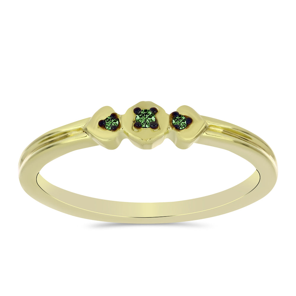 Inel din Argint 925 Placat cu Aur ( 1.38 grame ) cu Diamant Verde 0.03 Carate