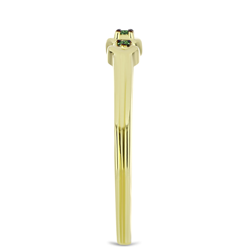 Inel din Argint 925 Placat cu Aur ( 1.38 grame ) cu Diamant Verde 0.03 Carate