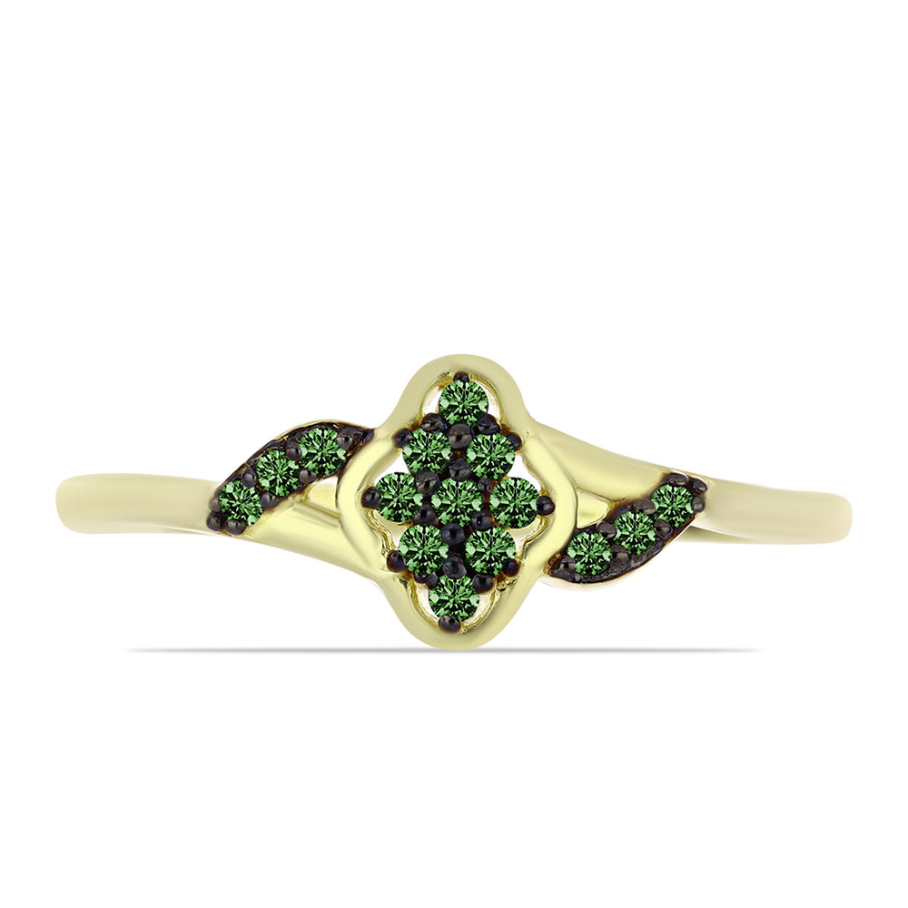 Inel din Argint 925 Placat cu Aur ( 2.01 grame ) cu Diamant Verde 0.15 Carate