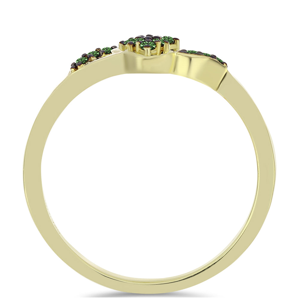 Inel din Argint 925 Placat cu Aur ( 2.01 grame ) cu Diamant Verde 0.15 Carate