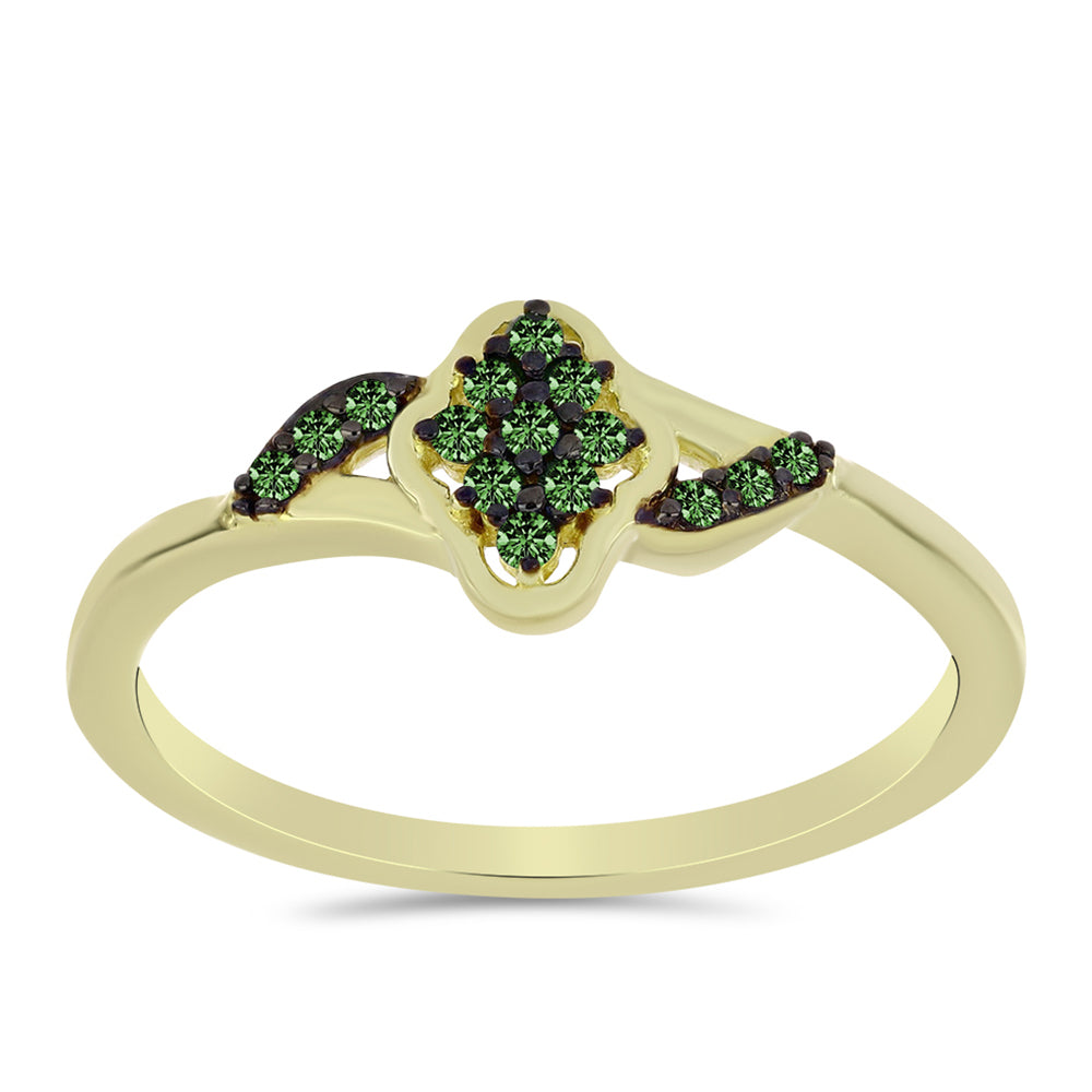 Inel din Argint 925 Placat cu Aur ( 2.01 grame ) cu Diamant Verde 0.15 Carate