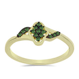 Inel din Argint 925 Placat cu Aur ( 2.01 grame ) cu Diamant Verde 0.15 Carate