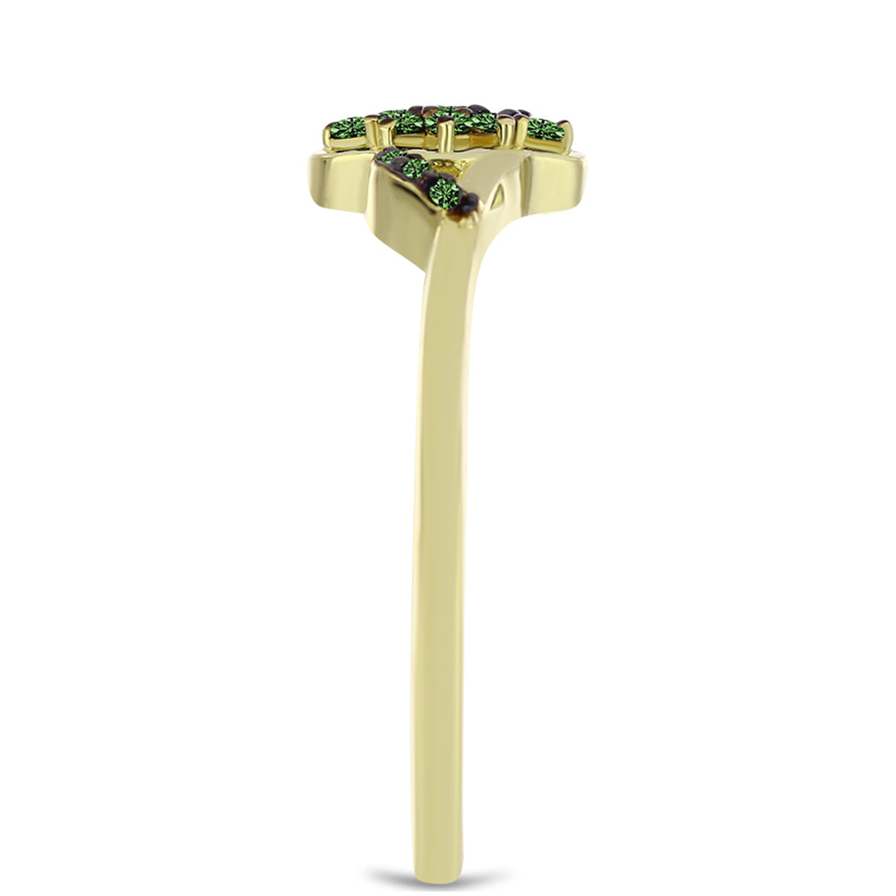 Inel din Argint 925 Placat cu Aur ( 2.01 grame ) cu Diamant Verde 0.15 Carate
