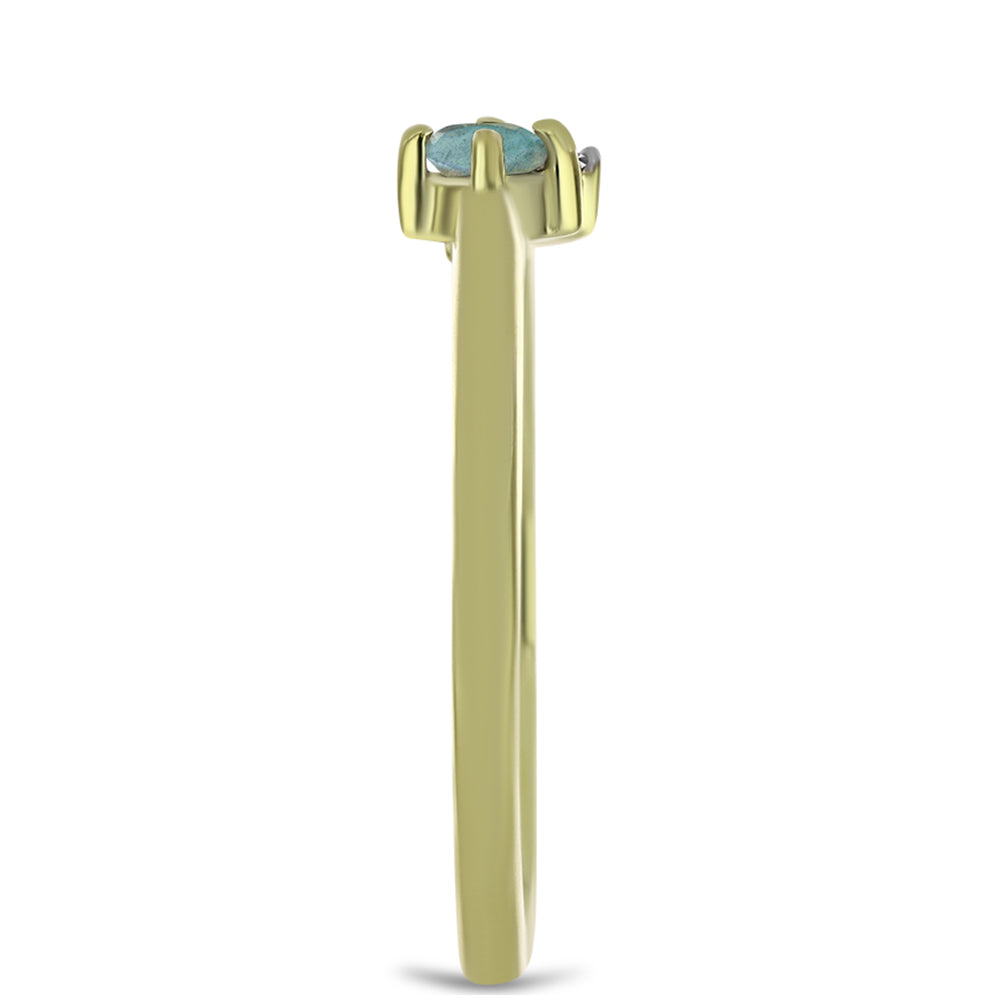 Inel din Argint 925 Placat cu Aur ( 1.52 grame ) cu Labradorit și Topaz Alb 0.17 Carate
