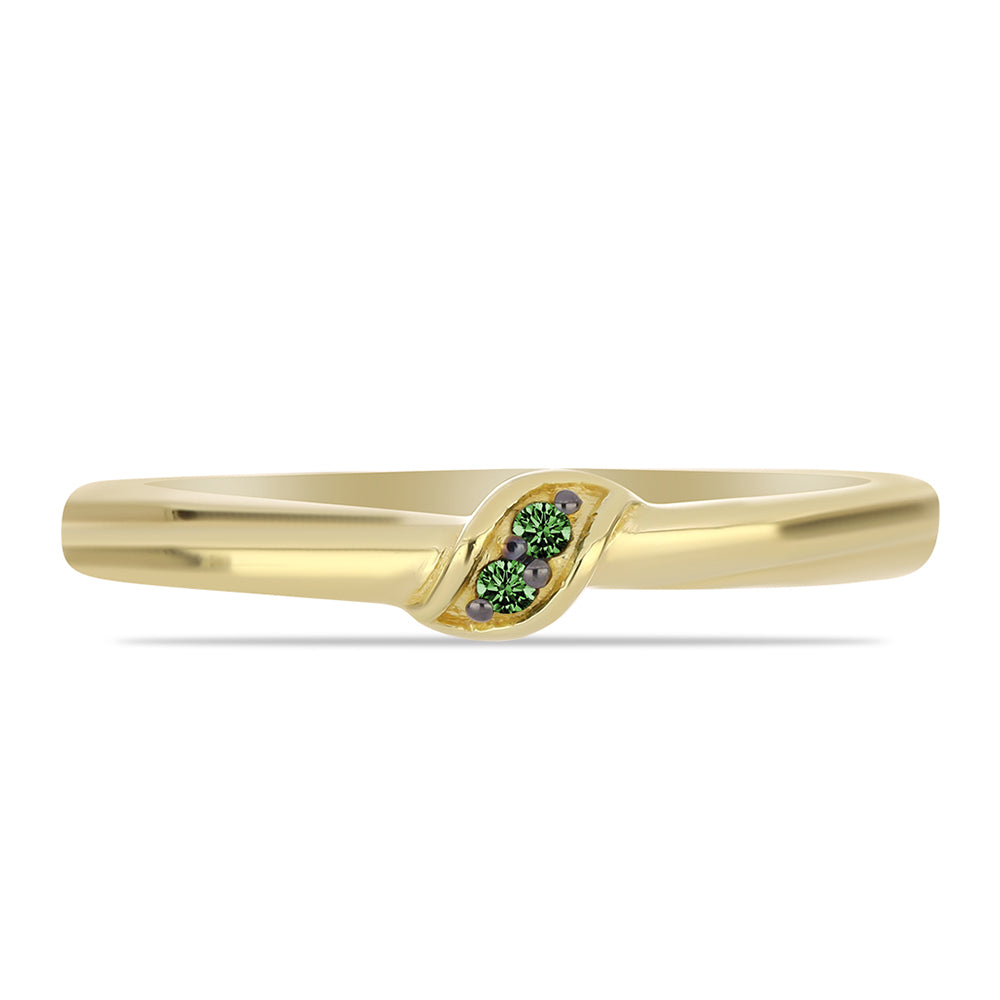 Inel din Argint 925 Placat cu Aur ( 1.72 grame ) cu Diamant Verde 0.02 Carate