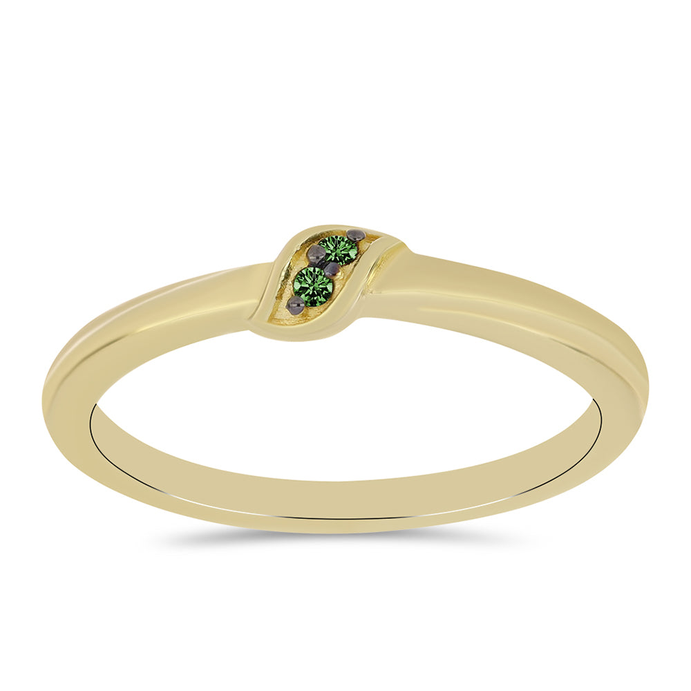 Inel din Argint 925 Placat cu Aur ( 1.72 grame ) cu Diamant Verde 0.02 Carate