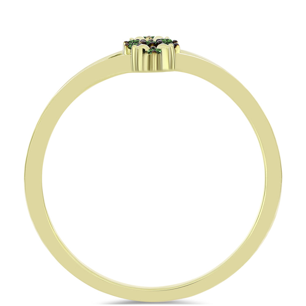Inel din Argint 925 Placat cu Aur ( 1.87 grame ) cu Diamant Verde 0.08 Carate