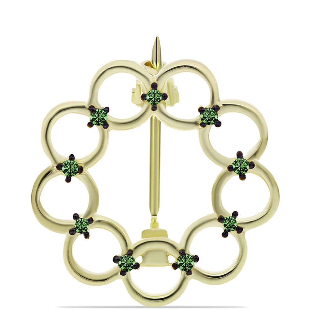 Broşă din Argint 925 Placat cu Aur ( 1.65 grame ) cu Diamant Verde 0.05 Carate