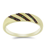 Inel din Argint 925 Placat cu Aur ( 2.96 grame ) cu Diamant Verde 0.02 Carate