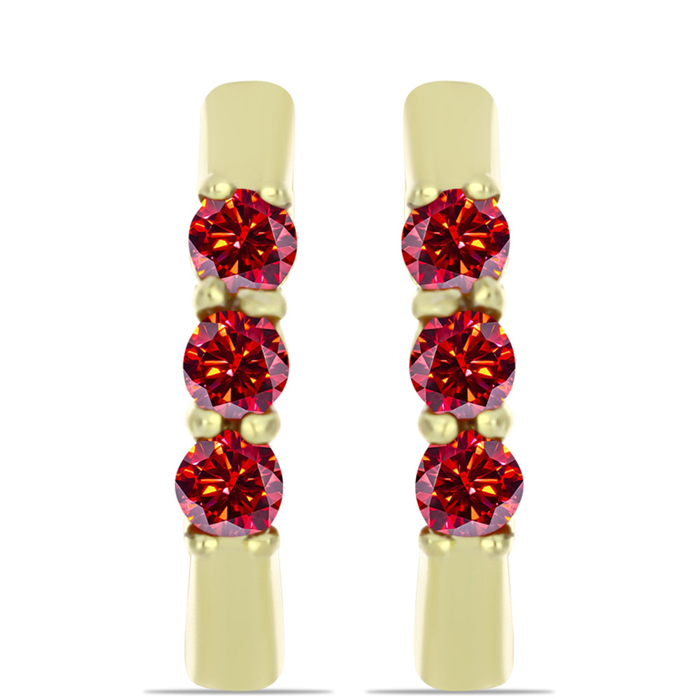 Cercei din Argint 925 Placat cu Aur ( 4.42 grame ) cu Moissanite Roșu Majestic 0.62 Carate