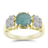 Inel din Argint 925 Placat cu Aur ( 3.57 grame ) cu Labradorit și Topaz Alb 2.51 Carate