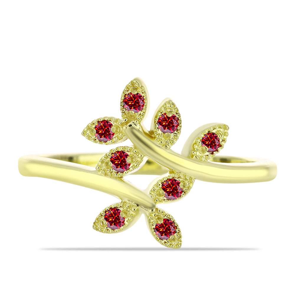 Inel din Argint 925 Placat cu Aur ( 2.74 grame ) cu Moissanite Roșu Majestic 0.1 Carate